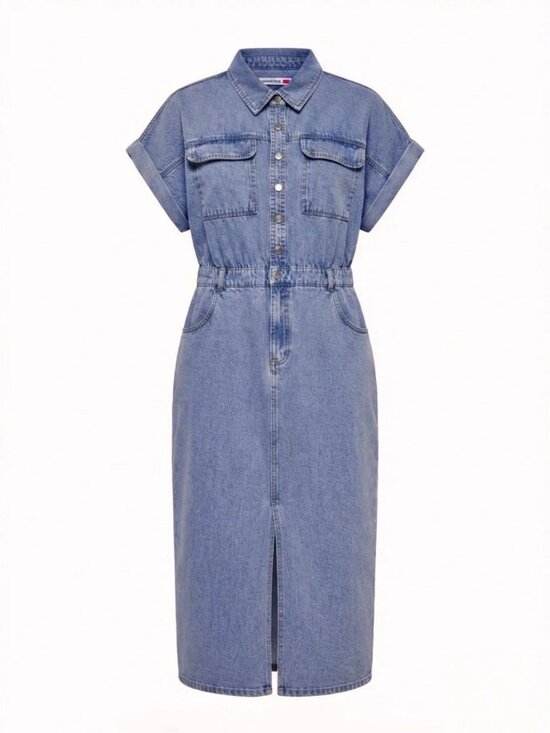 Given Kale Dresses & Skirts - Given Kale Short Sleeve Denim Maxi Dress with Front Split (Size XL) - NEW!!!